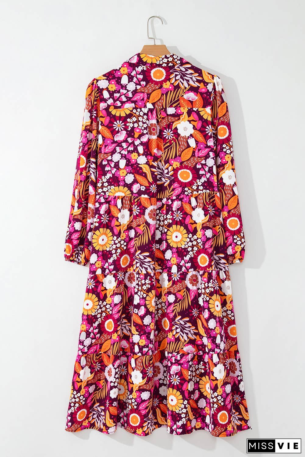 Floral Collared Tiered Maxi Dress