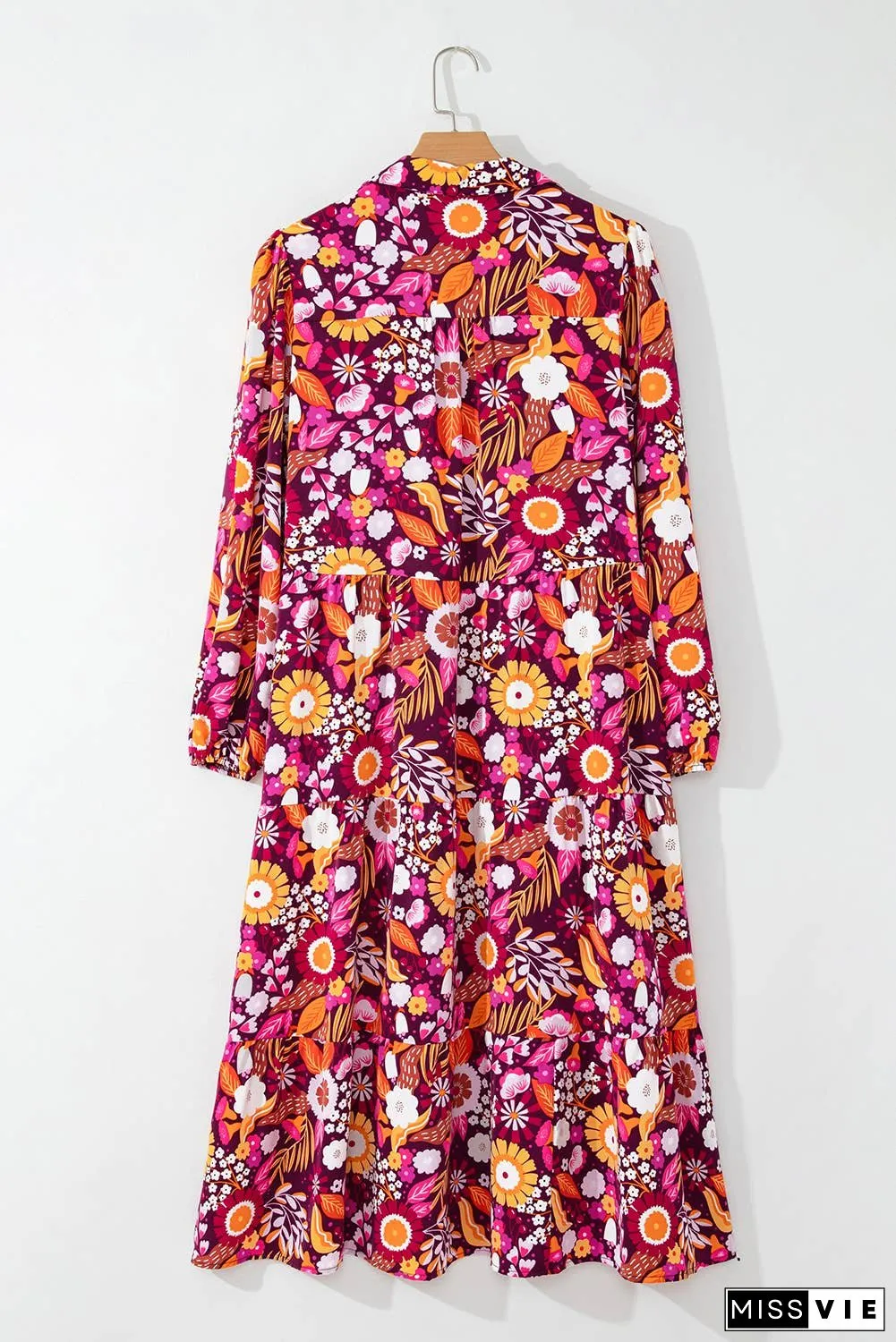 Floral Collared Tiered Maxi Dress