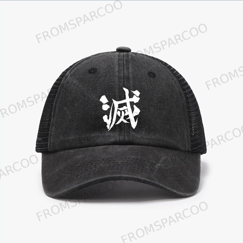 Unisex Anime Simple Print Breathable Mesh Baseball Cap