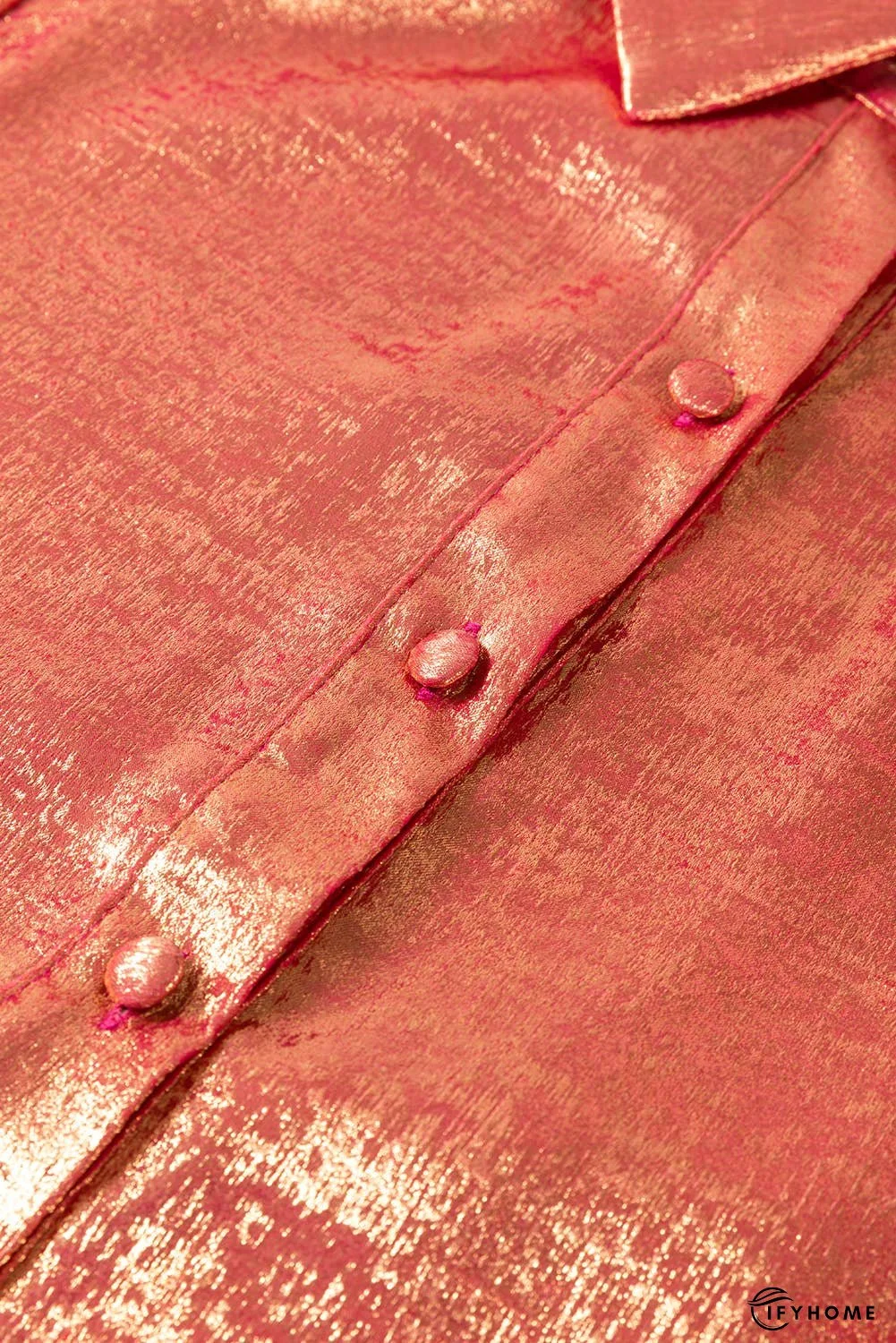 Metallic Sheen Puff Sleeve Mini Shirt Dress | IFYHOME