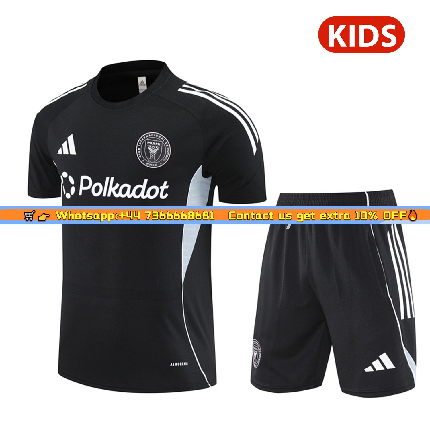 INT M.A.M 25-26 Kids Short-Sleeve Training Set - Black Top and Shorts