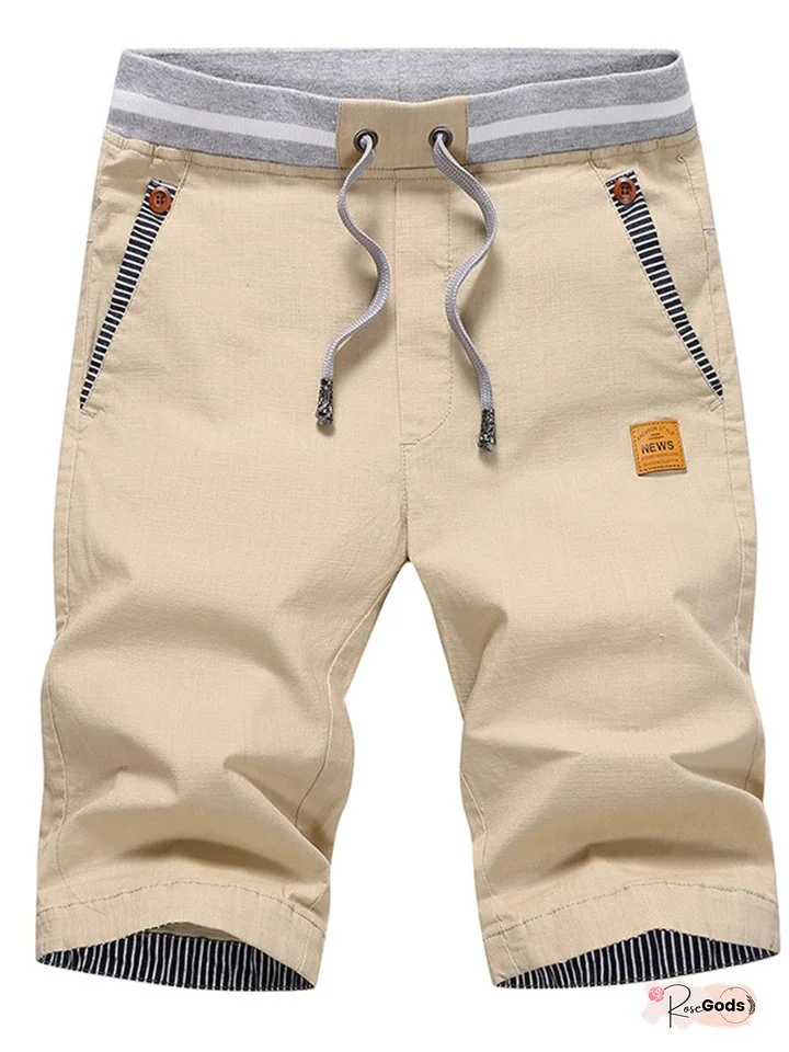 Men's Chino Shorts Shorts Beach Shorts Elastic Drawstring Design Stylish Casual / Sporty Sports Outdoor Daily Cotton Blend Comfort Breathable Stripe Mid Waist White Black Gray M L XL