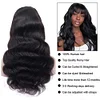 Black Long Hair Loose Deep Wave Wigs with Bangs