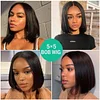 Black Centre Parting Short Bob Hair Staight Wigs