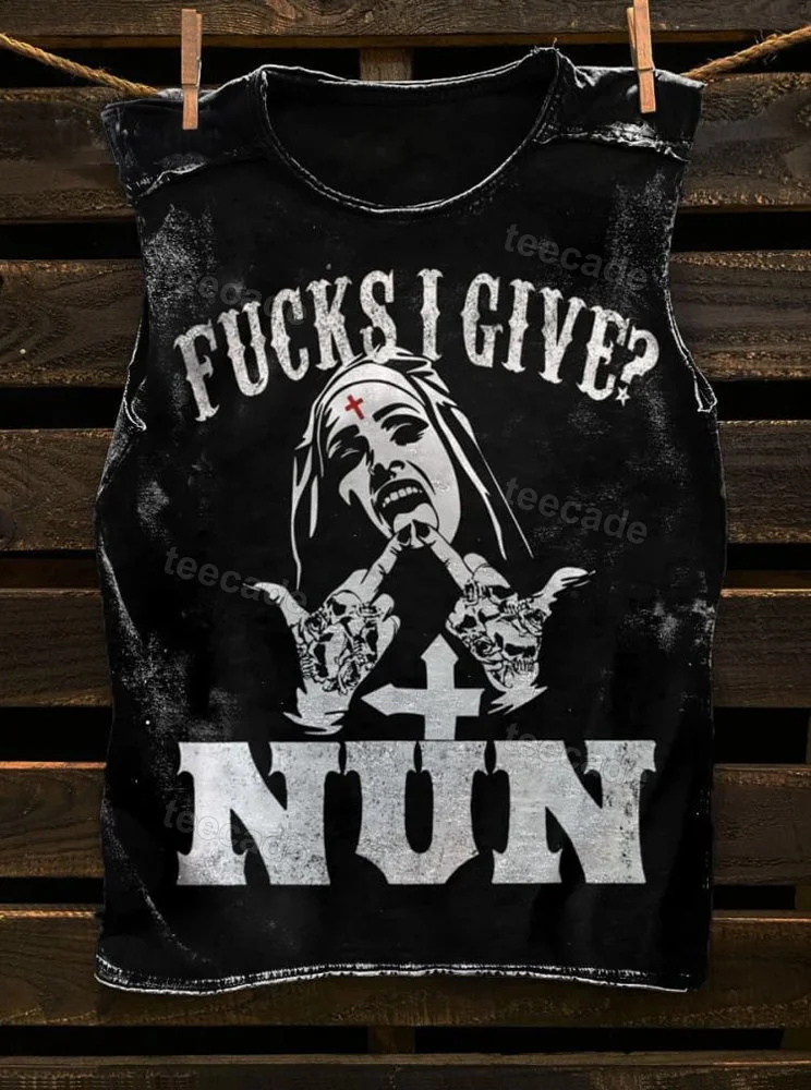 Teecade Teecade Unholy Nun Fucks Given Nun Unisex Classic Tank Top
