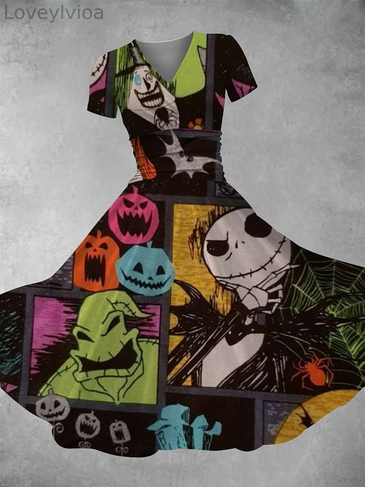 Women's Halloween Nightmare Print Maxi Dress