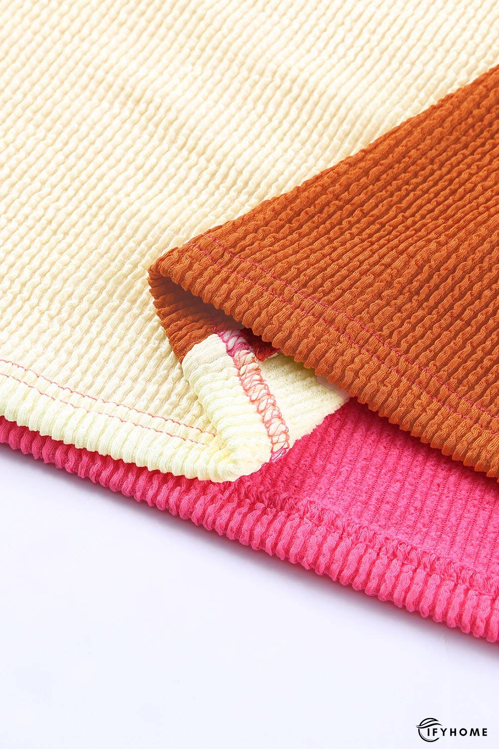 Patchwork Color Block Ribbed Long Sleeve Top | IFYHOME