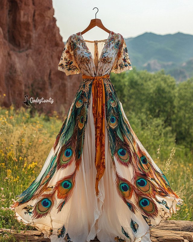 Summer vacation bohemian hand embroidered chiffon dress 8f56