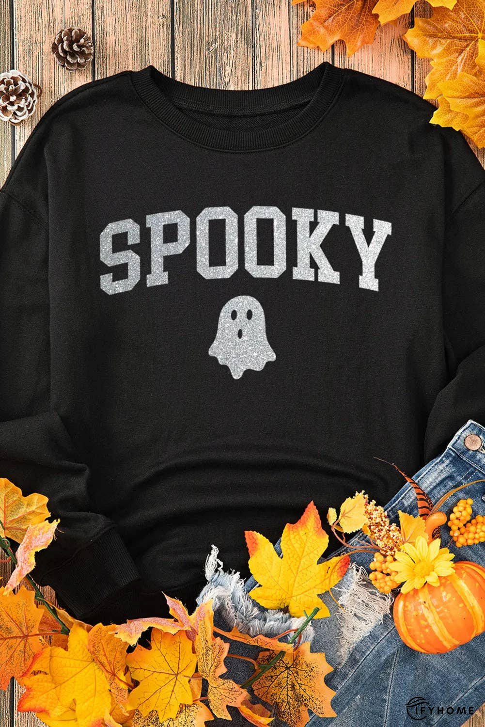 SPOOKY Round Neck Long Sleeve Sweatshirt | IFYHOME