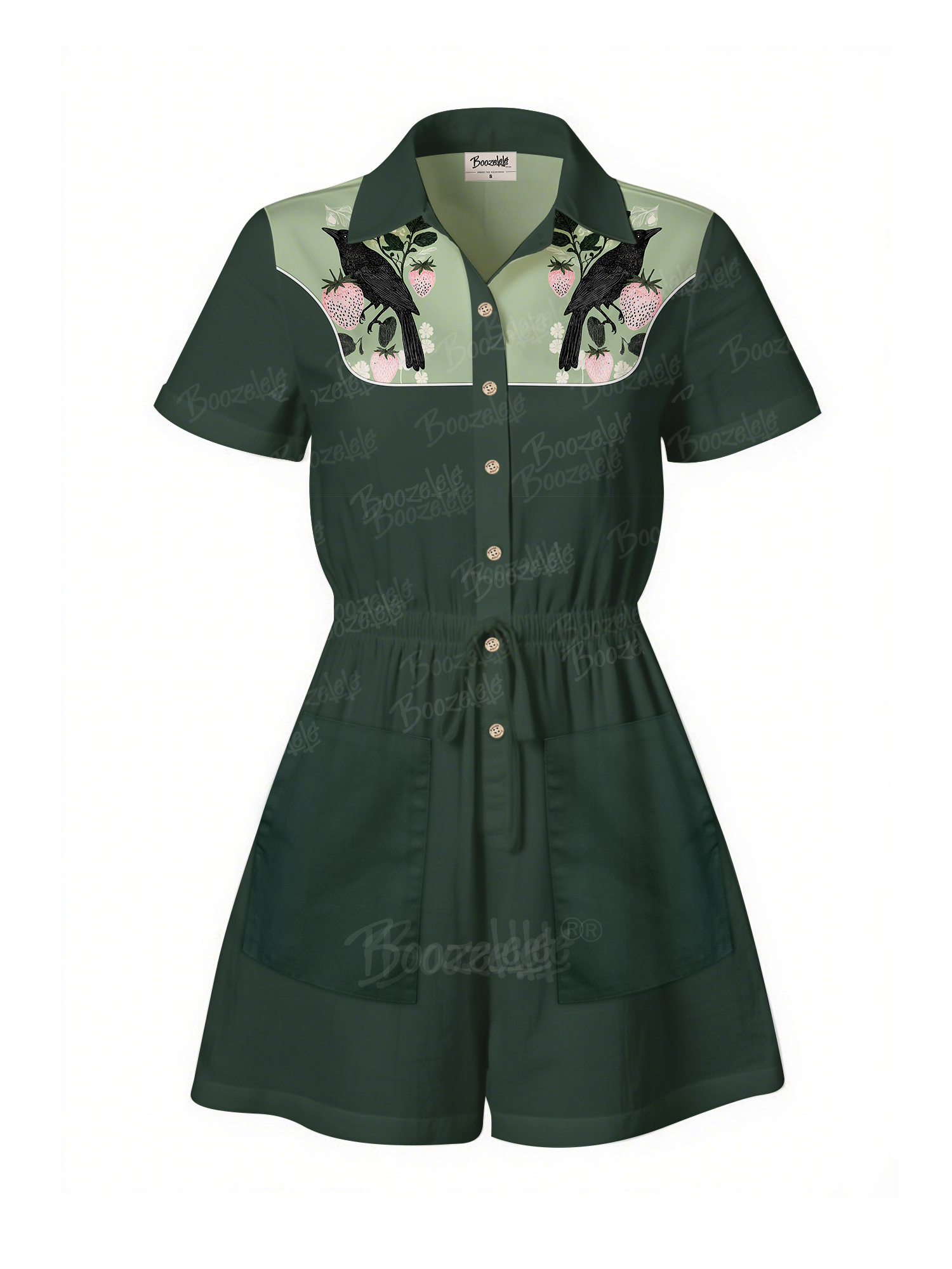 Crow And Strawberry - 100% Cotton Pocket Jumpsuit