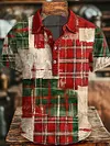 Vintage Plaid Print Christmas Casual Long-Sleeve Shirt