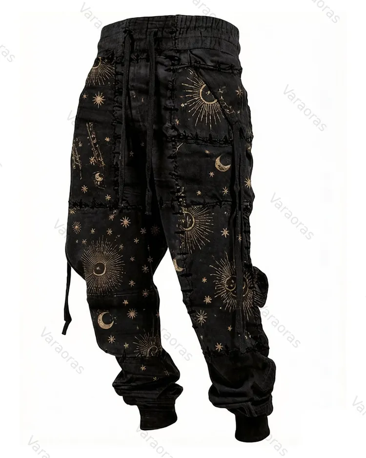 Men's Spring/Summer Fashion Star and Moon Embroidered Pants  3051
