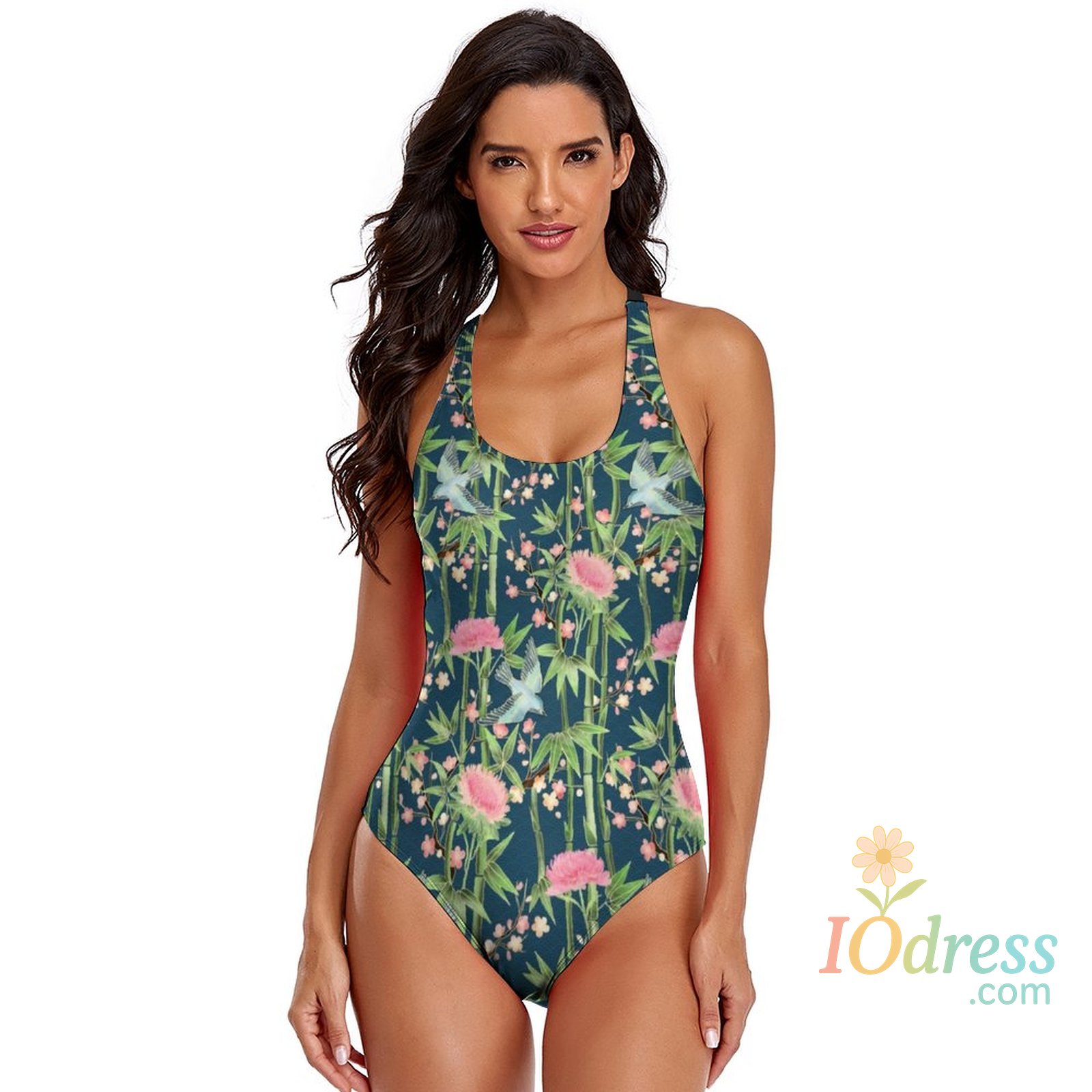 IO Dress Floral Swimsuit Simple Swim Swimwear Women 1 Piece Bathing Suit