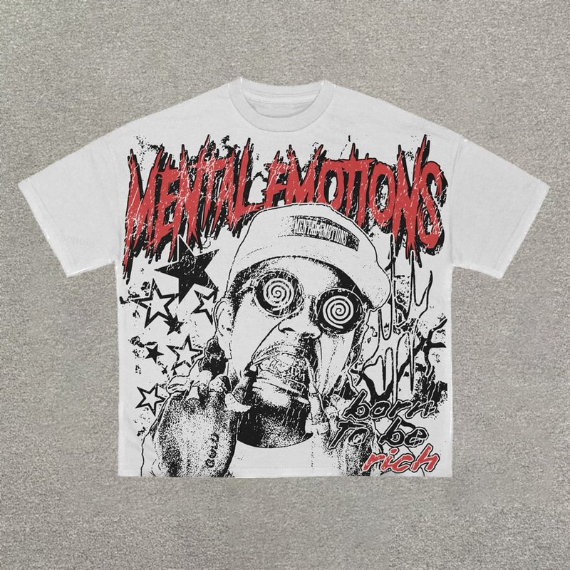 Unisex Mental Emotions Print Cotton T-Shirt