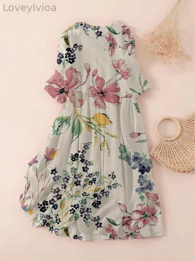 Ladies Fashion Floral Design Printed Dress
