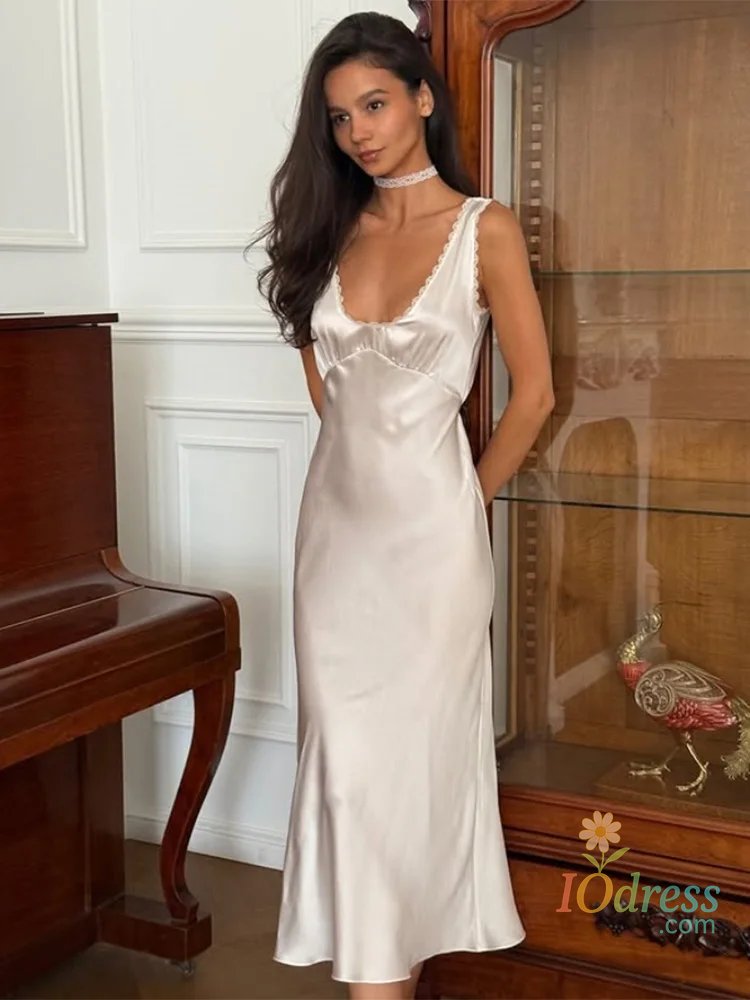 IO Dress Lace Patchwork Solid V Neck Sheath Female Dresses Party Elegant Outfits Fashion Bodycon Women Vestidos Robes Sleeveless Dresses IO Dress