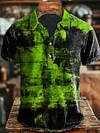 Art Gradient Color Block Print Casual Polo Shirt
