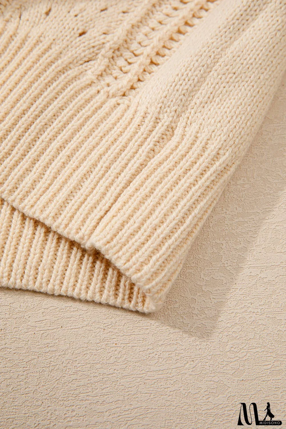 Open Knit Drop Shoulder Sweater Cardigan
