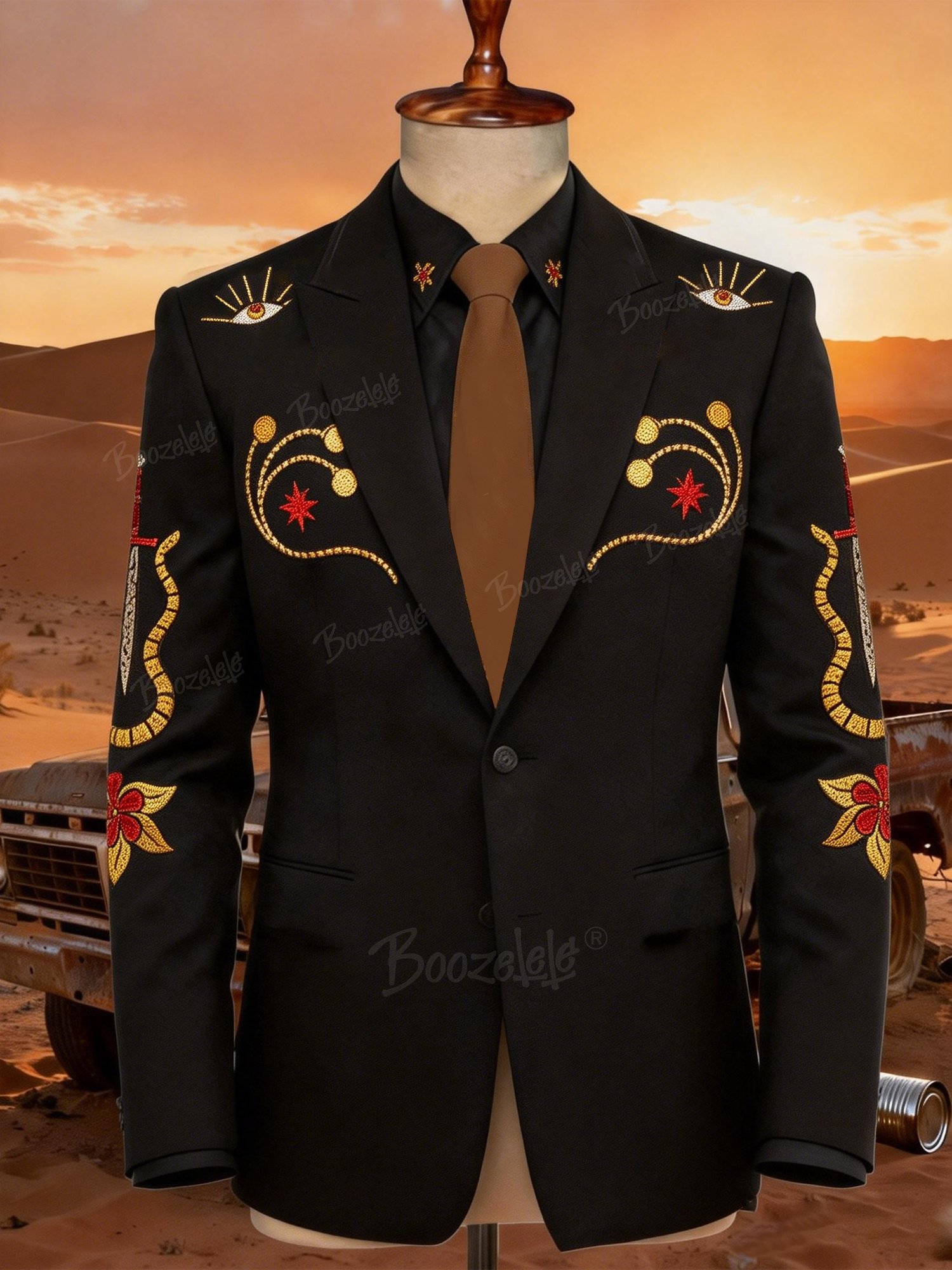Men's Western-style suit with eye pattern - Western Suit