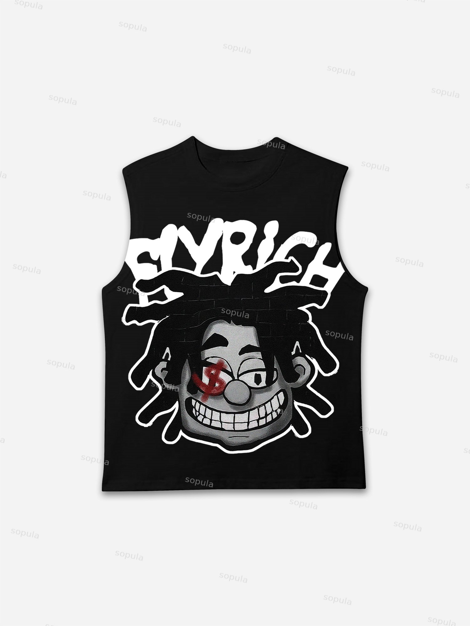 Big Face Graphic Fly Rich Print Tank Top