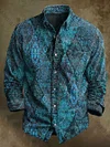 Vintage Ethinic Art Print Long Sleeve Shirt 