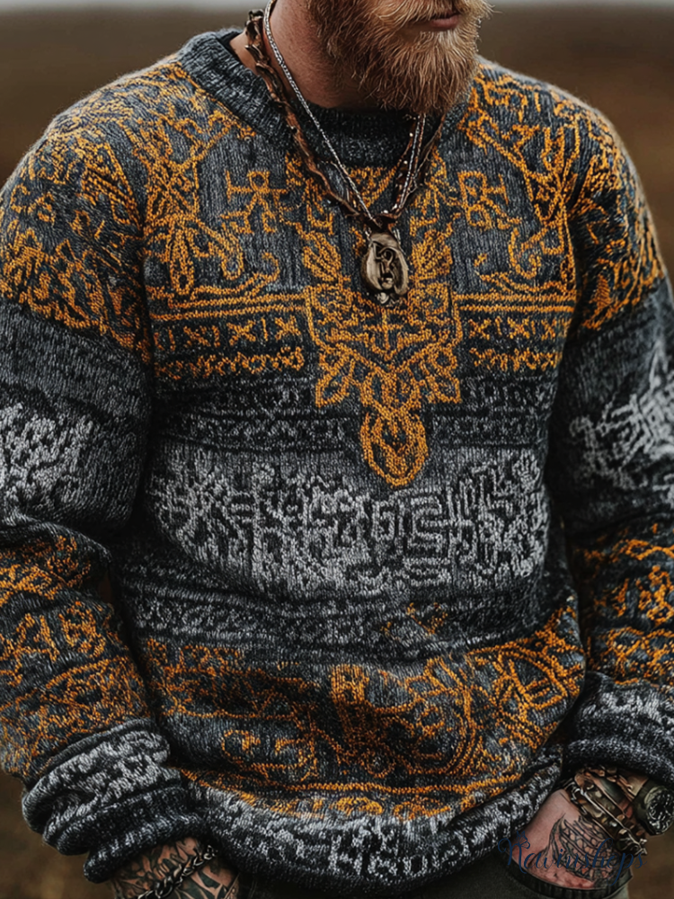 Halloween Men's Round Neck Long Sleeve Thick Warm Sweater