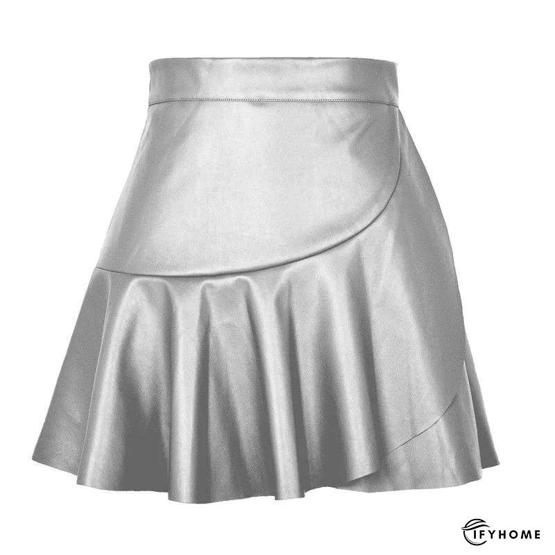 High Waist PU Mini Skirt With Ruffle Hem | IFYHOME