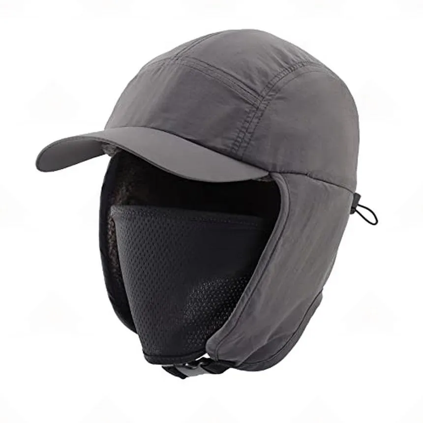 Home Prefer UPF50+ Waterproof Mens Winter Hat Fleece Lined Earflaps Trooper Trapper Hat for Hunting Hiking Cycling Face Cover