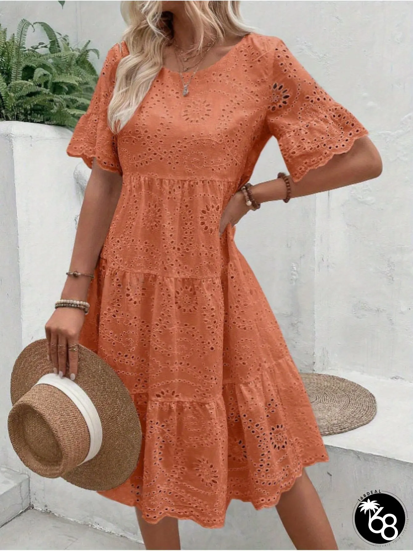 Elegant Womens Half Button Front Swing A-Line Mini Dress Machine Washable For Parties | 168DEAL