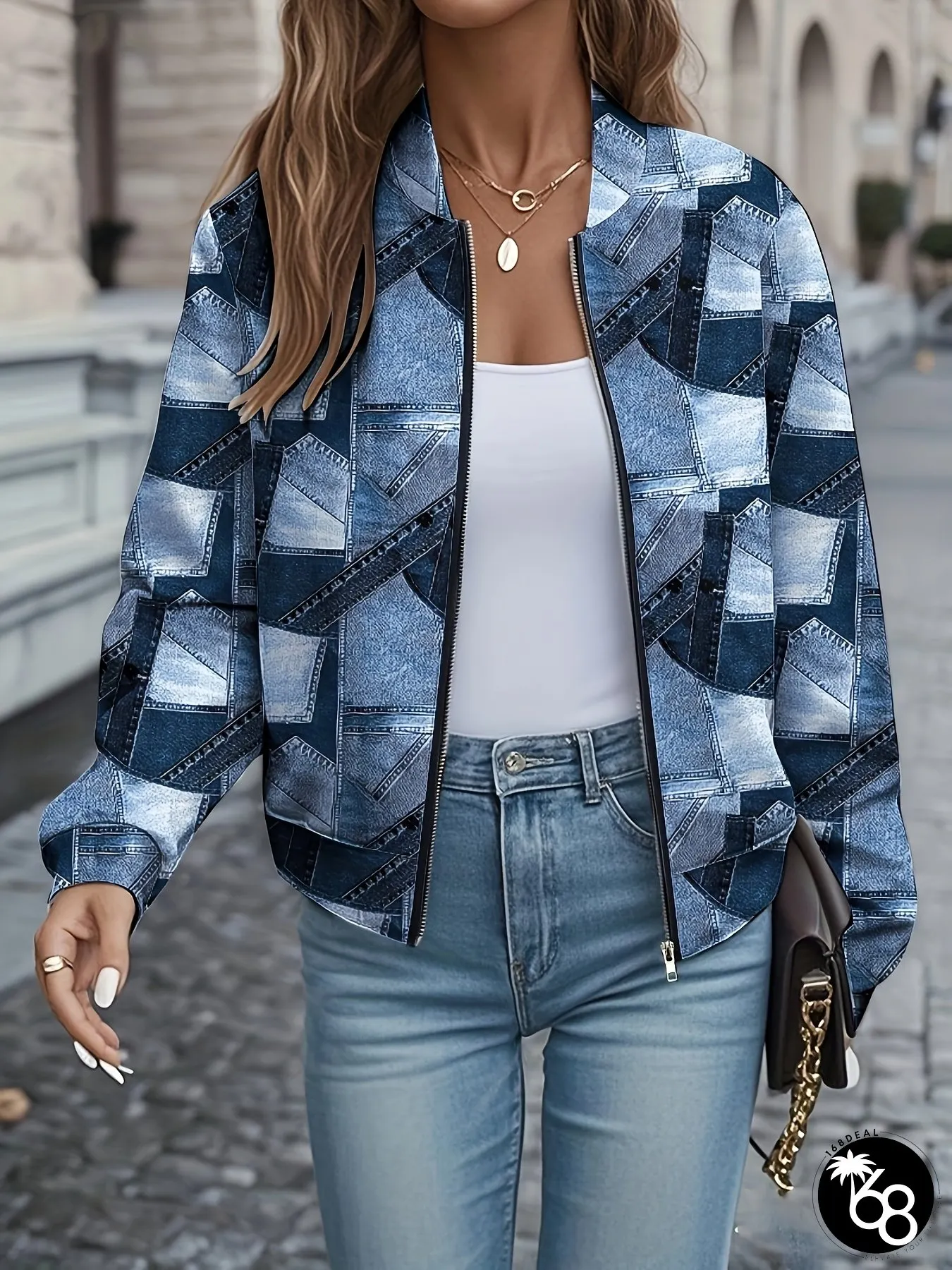 【imitation denim】Women&lsquo;s Casual Commuting Jacket with a Faux Denim Print for Spring And Autumn. | 168DEAL