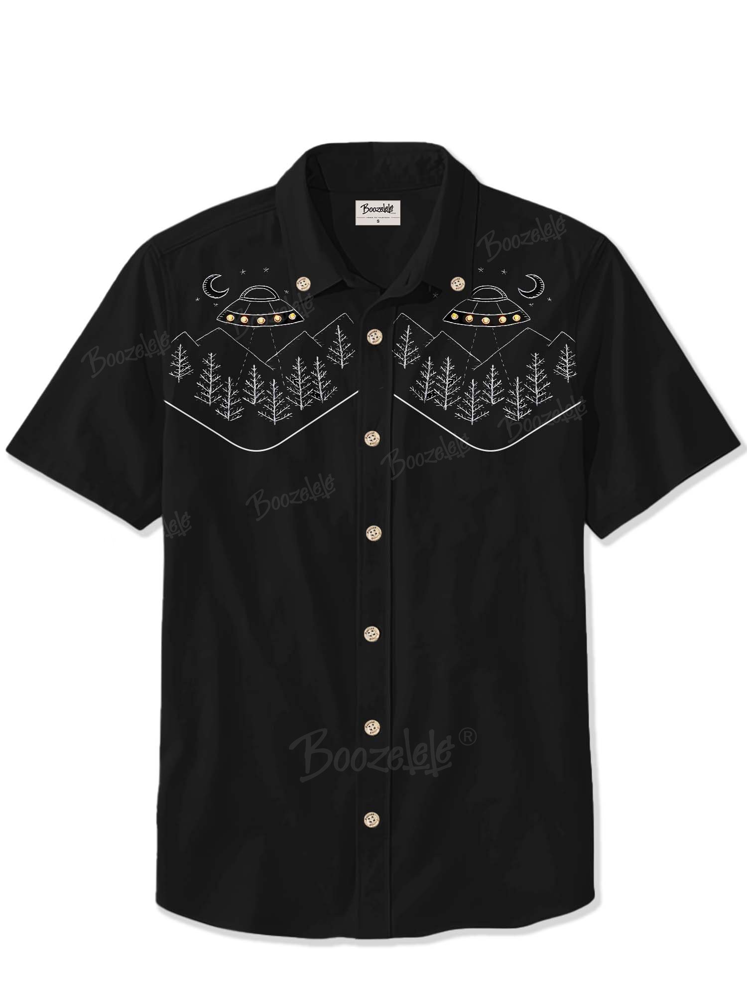 【Embroidery】UFOs In The Mountains - 100% Cotton Shirt