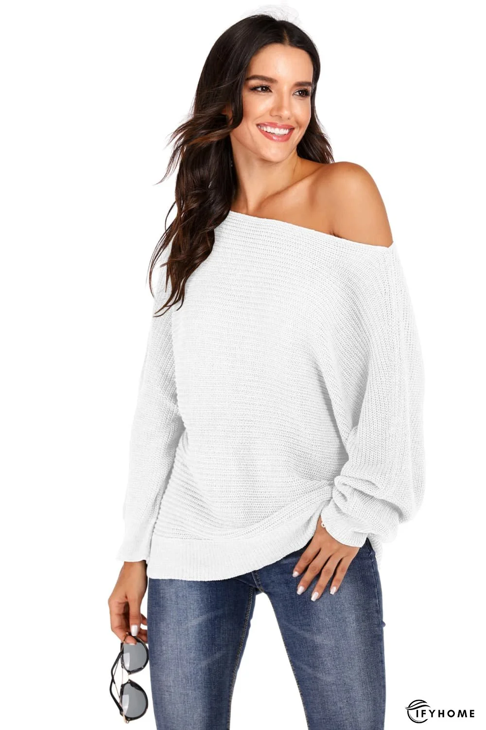 One Shoulder Dolman Sleeve Sweater | IFYHOME