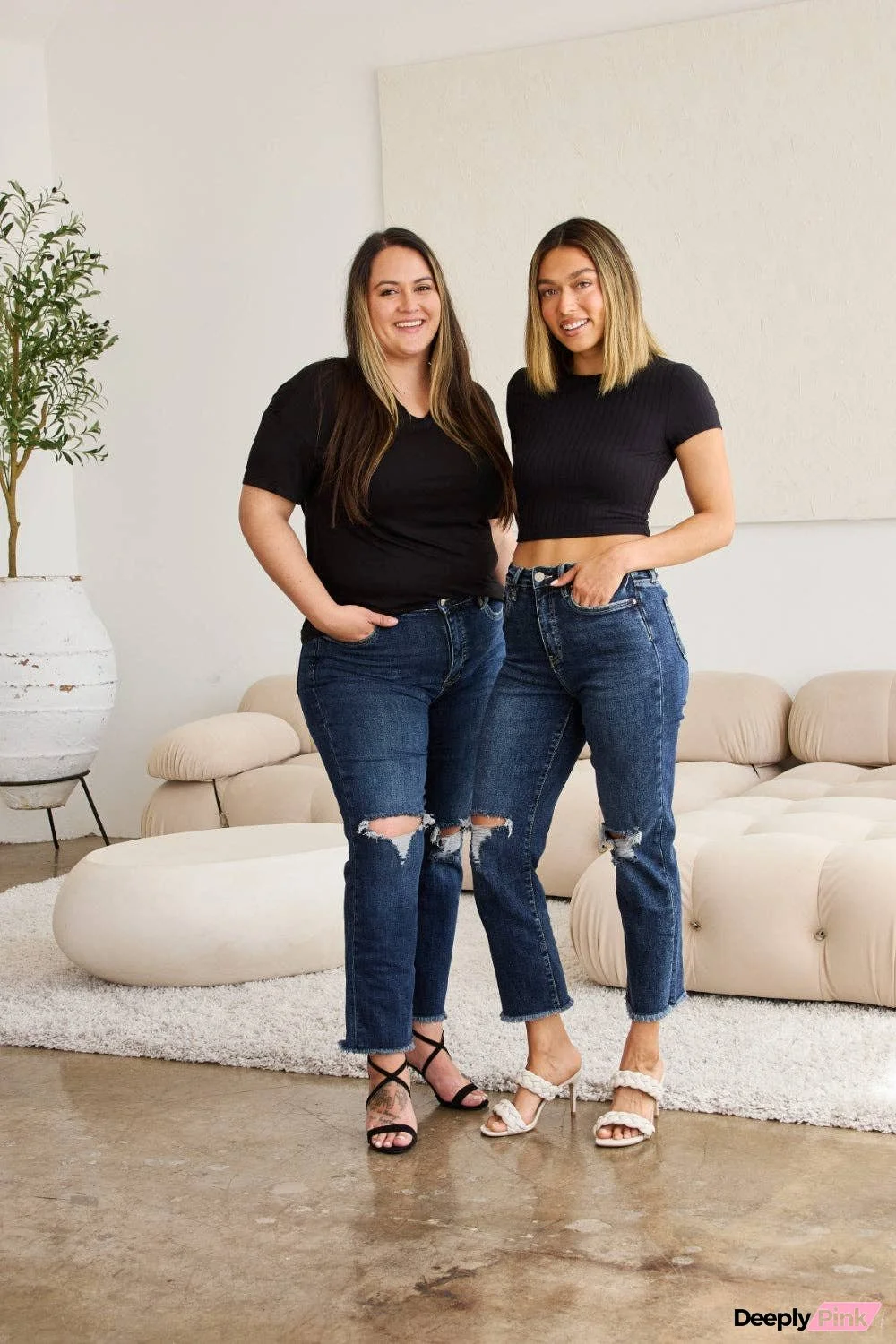 RFM Crop Dylan Full Size Tummy Control Distressed High Waist Raw Hem Jeans
