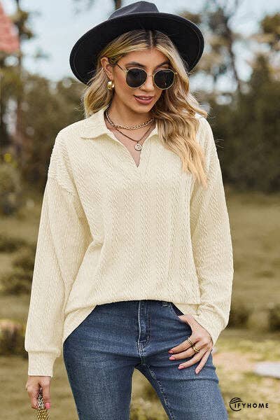 Johnny Collar Dropped Shoulder Blouse | IFYHOME