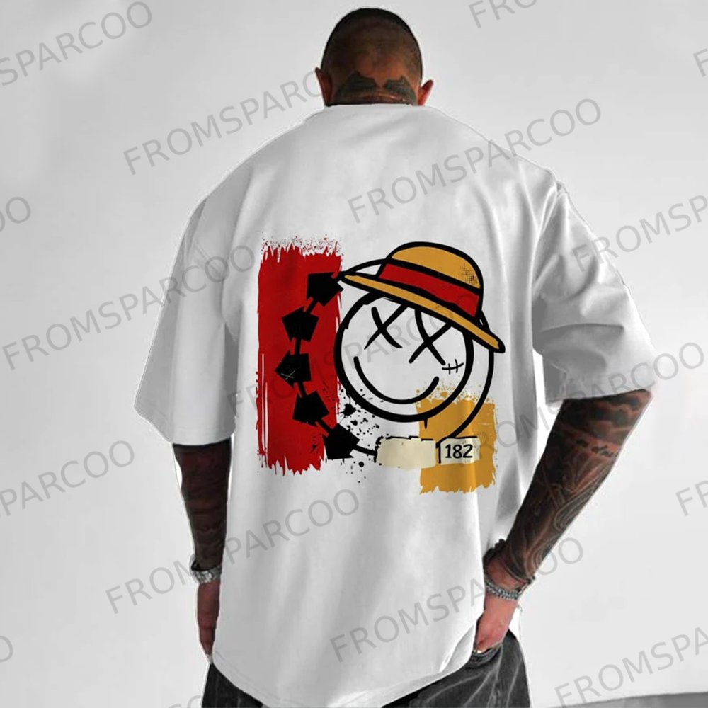 Oversized casual anime print T-shirt