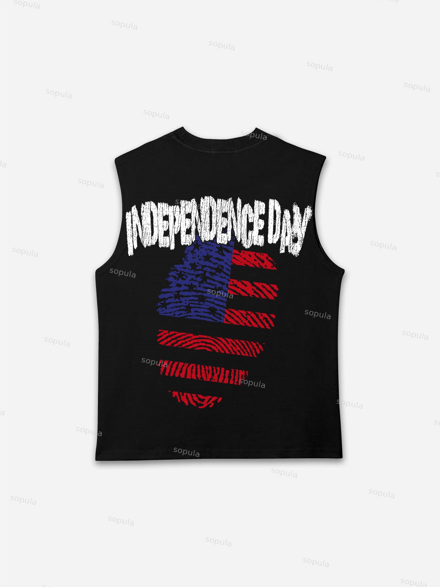 Sopula Independence Day Fingerprint Graphic Tank Top