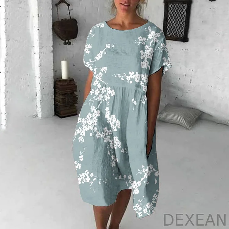 Cherry Blossom Japanese Flowy Midi Dress