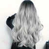 Fashion Ombre Black Light Gray Body Wave Wig 24-inch Curly Wave Long Wig 