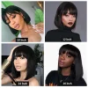 Black Brazilian Straight Hair Short BOB Wigs Lady Wig With Bangs