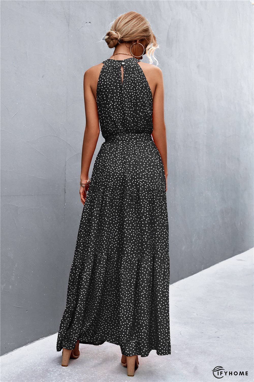 Printed Sleeveless Tie Waist Maxi Dress | IFYHOME