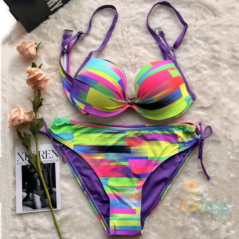 IO Dress Rainbow Sexy Bikinis Female Swimsuits Women Swimwear Push Up Swim Wear Bathing Suits Brazilian Bikini Set Beachwear Pool Bather