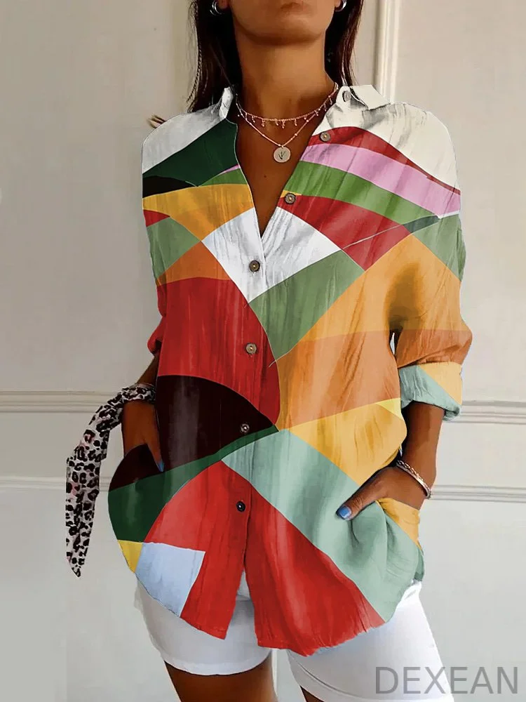 Vintage Eclectic Abstract Art Long Sleeve Shirt