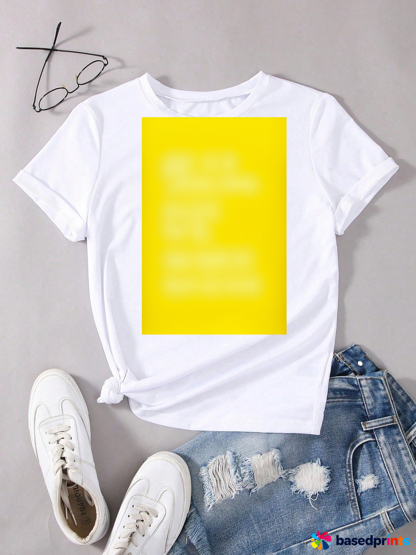 White T-Shirt with Yellow Graphic Tee