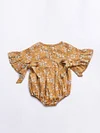 Floral Short Bell-sleeve Baby Girl Bodysuit Bow Onesie DEARBABYSTORE James Yang