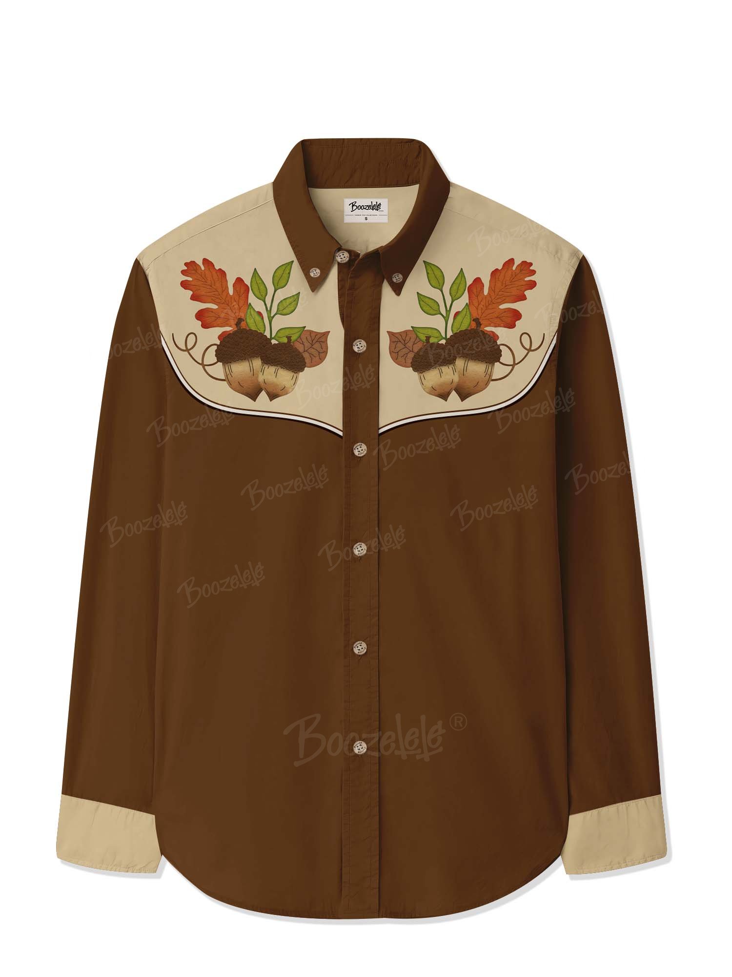 Fall Thanksgiving Hazelnut Leaves - 100% Cotton Long Sleeves Shirt