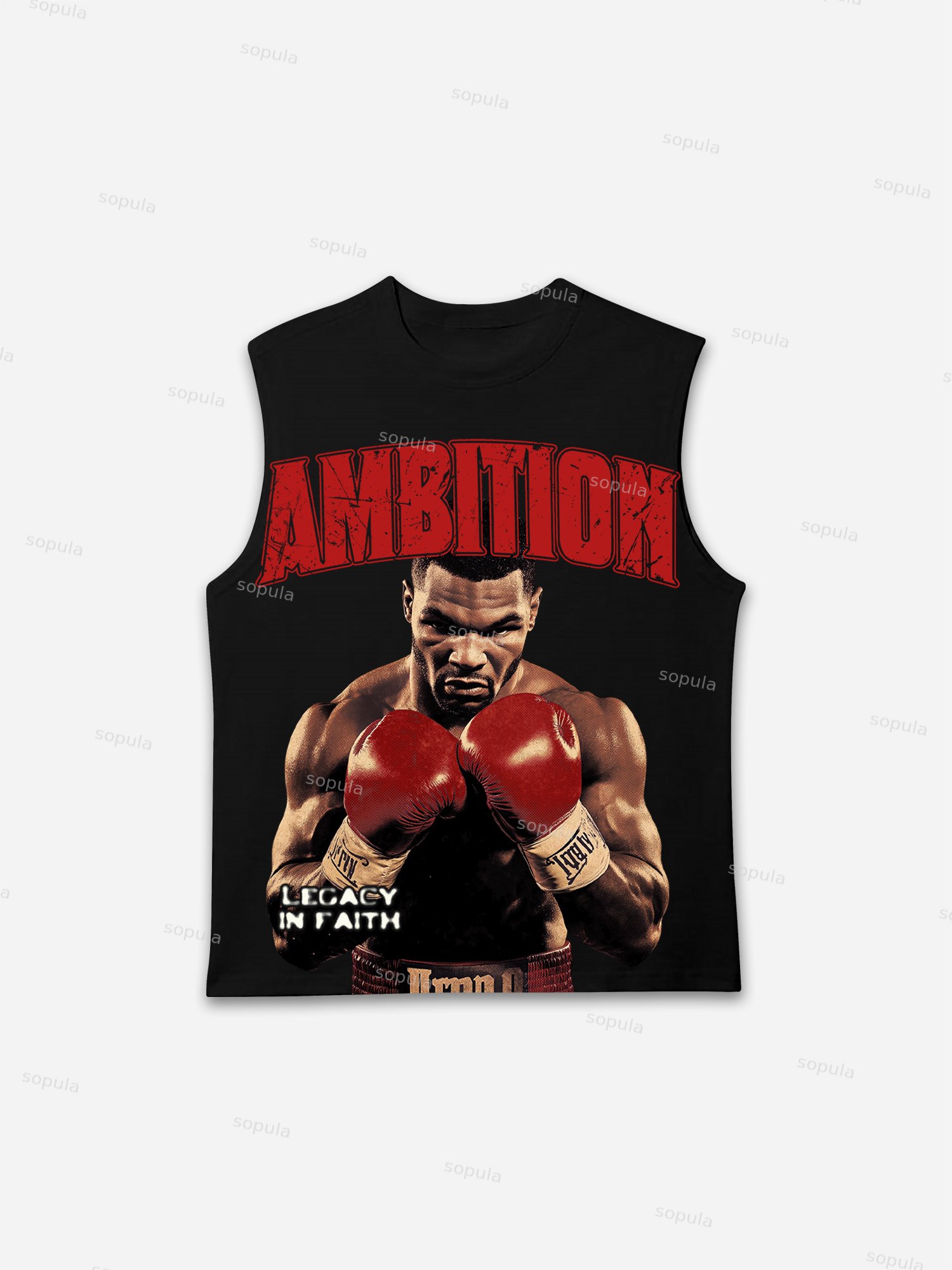 Ambition Legendary Boxer Portrait Graphic Cotton Tank Top