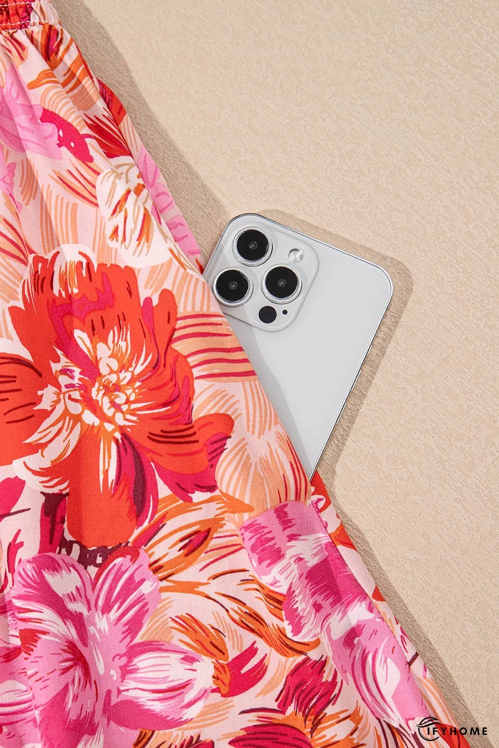 Floral Surplice Neck Shirred Waist Mini Dress | IFYHOME