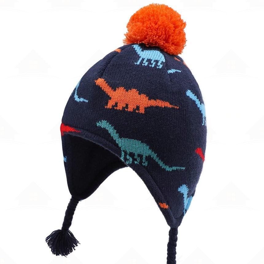 Home Prefer Toddler Earflap Beanie Hat Fleece Lined Knit Kids Hat Warm Winter Hat