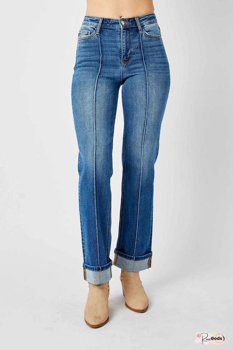 Judy Blue Full Size High Waist Front Seam Detail Straight Jeans