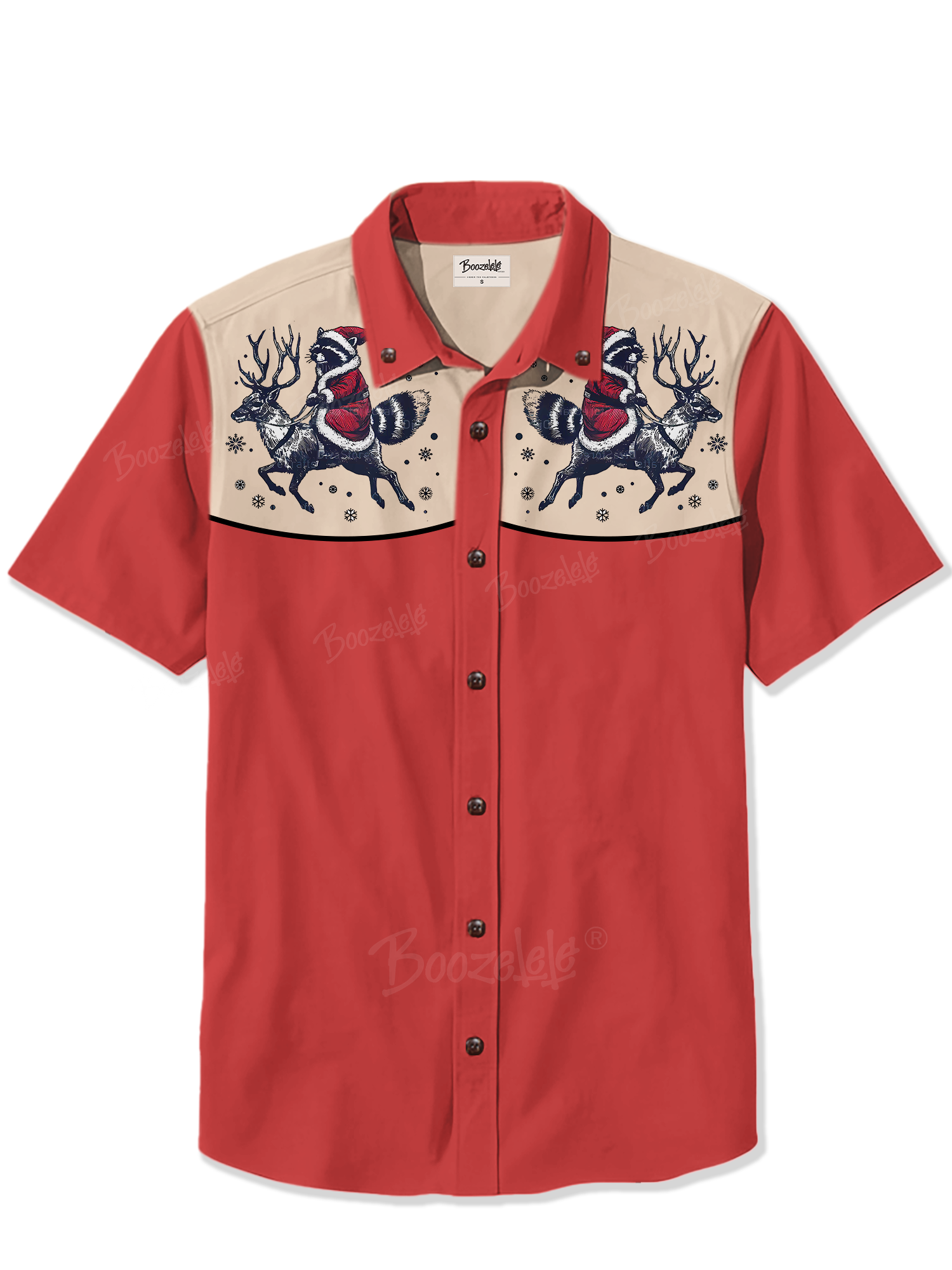 Little Raccoon Rides Reindeer Christmas - 100% Cotton Shirt